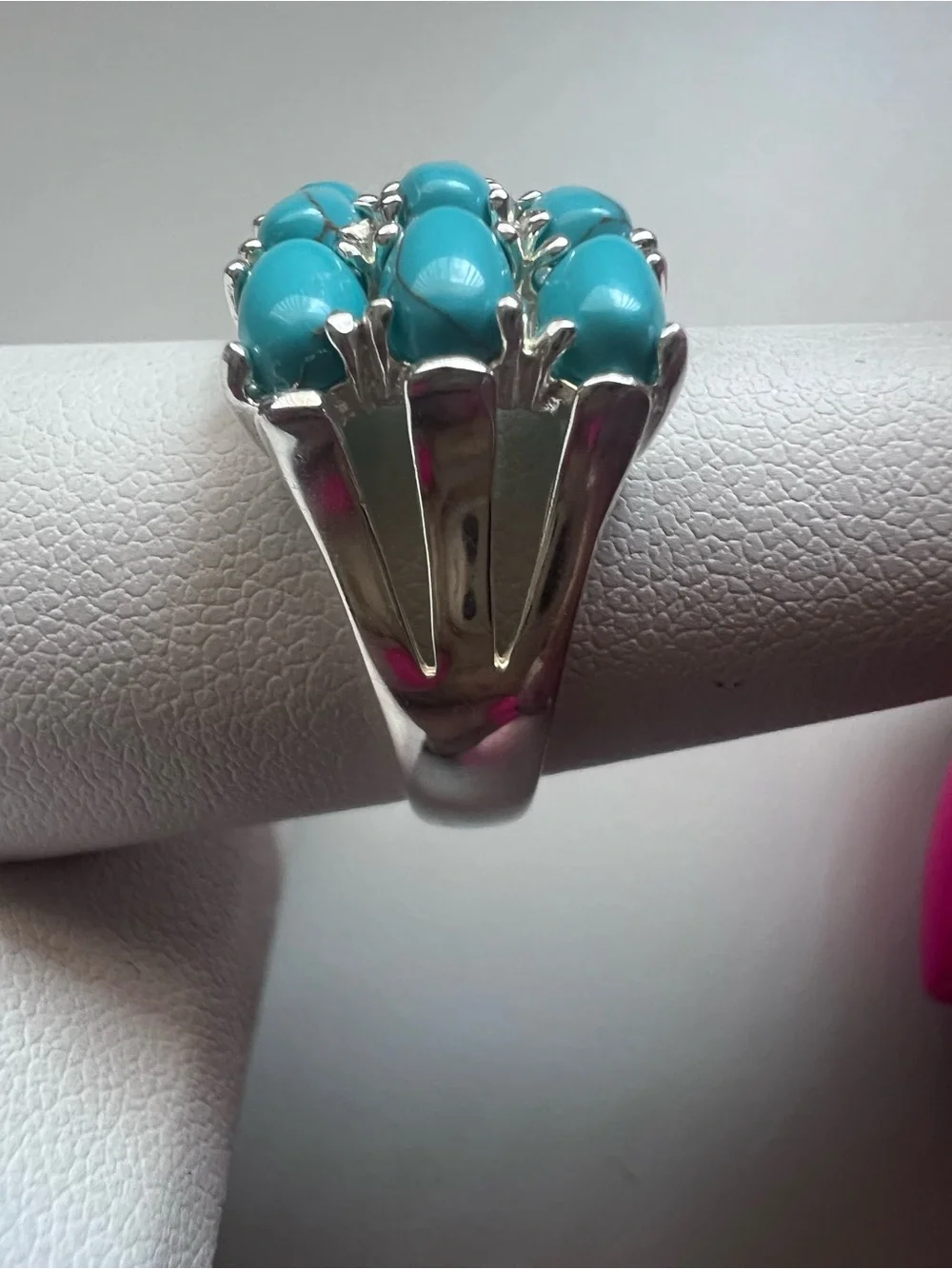 Vintage Sterling Silver 9 Stone Turquoise Cluster Ring Size 8